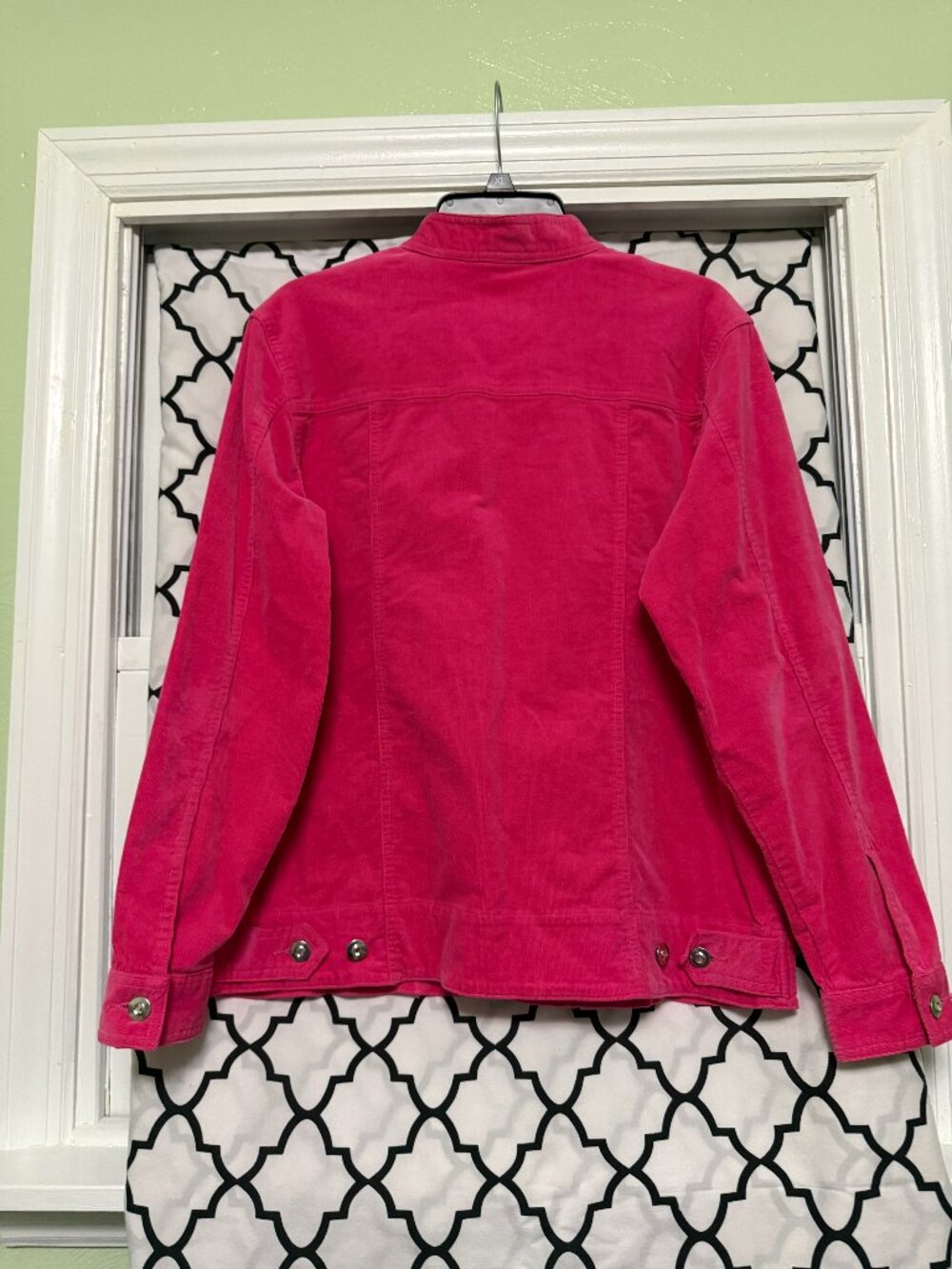 Quacker Factory Pink Corduroy Rhinestone Zip Front Jacket M - Picture 5 of 10